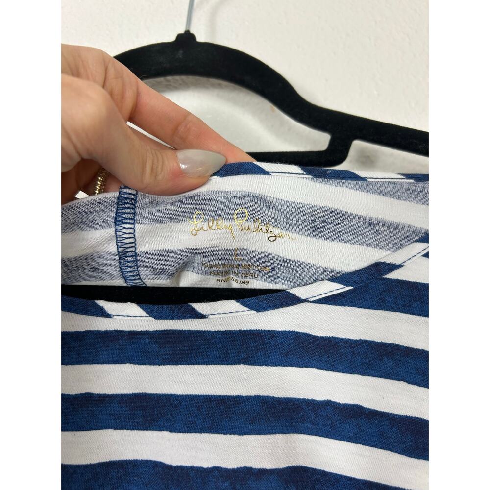 Lilly Pulitzer Marlowe Watercolor Striped Dress Navy Large Nautical Coastal - Picture 6 of 10